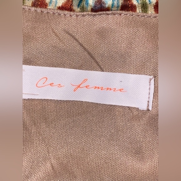 Ces Femme Bari Women Midi Dress Keyhole Front L Boho Hippie Festive Multicolored - Picture 3 of 6